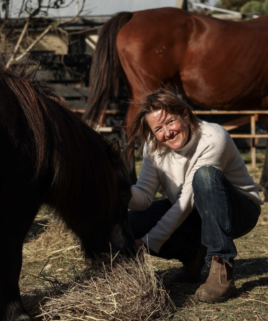 Anna with the therapy herd at Yoga Farm 3217 &mdash; equine assisted therapy, Surf Coast Victoria
